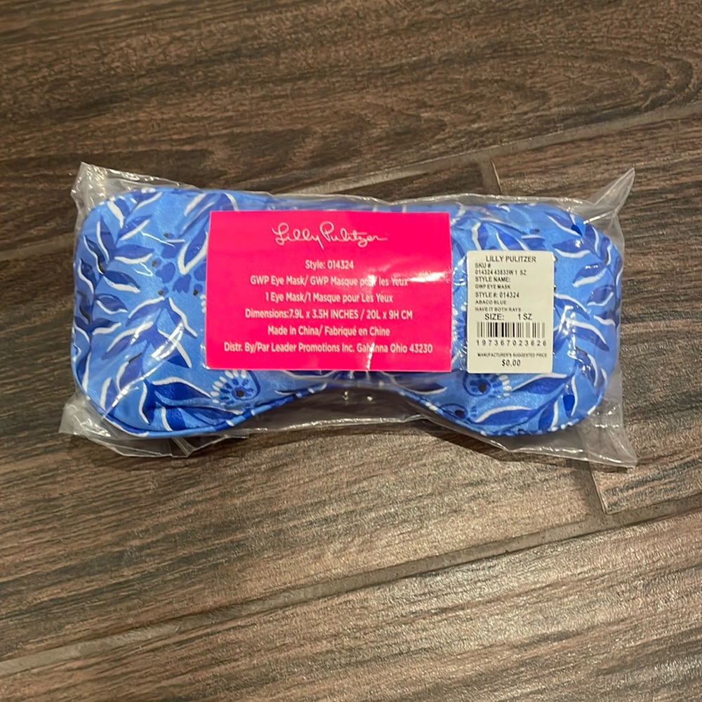 Lilly Pulitzer GWP Eye Mask Abaco Blue NWT